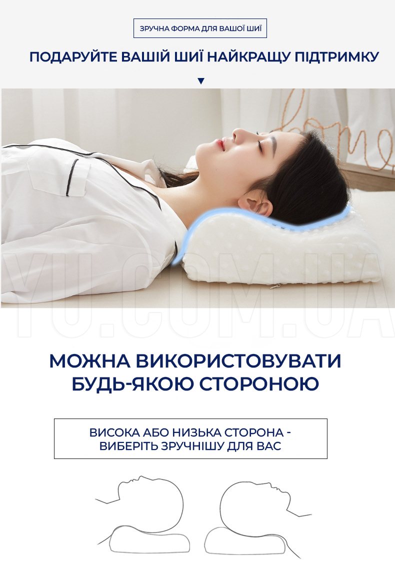 Ортопедическая подушка Memory pillow с эффектом памяти Latex
